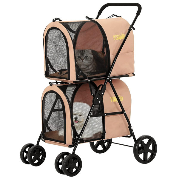 VIAGDO 4in1 Double Pet Stroller For Dogs And Cats, 2 Detachable